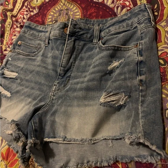 American Eagle Outfitters Ripped Blue Jean Shorts - Picture 3 of 10